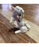 Vintage Unicorn Figurine With Flower Ceramic - $12.91