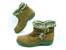 Khombu Womens Lindsey Brown Suede Leather Round Toe Ankle Faux Fur Boots Size 7M - £22.34 GBP