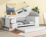 Twin Size Daybed With Storage Arms, Trundle And Charging Station For Kid... - $956.99