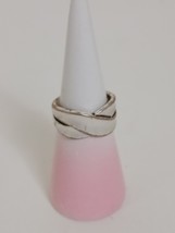 VTG Premier Designs Matte SilverTone CrissCross Ring Size 9.5 - $10.43