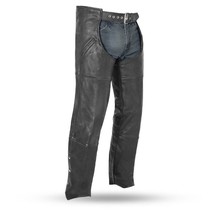 Unisex Motorcycle Nomad Leather Pants Milled Cowhide Biker Chaps - £94.16 GBP