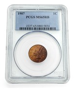 1907 1C Indian Cent Graded by PCGS as MS65RB Gorgeous Early Cent! - £234.66 GBP