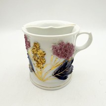 Antique Divided Shaving Mug Embossed Leaves Flowers and Gold Germany - $29.99