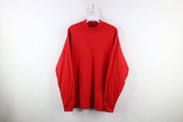 Vintage 90s Streetwear Mens XL Faded Blank Mock Neck Long Sleeve T-Shirt Red USA - £31.50 GBP