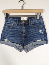 Abercrombie Kids Midi Short 15/16 Blue Low Rise Booty Shorty Shorts Cuffed - $8.59