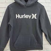 Hurley Hoodie Boys Size L 14/16 Black White Logo Pullover Sweatshirt Athletic  - £11.64 GBP