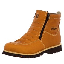 Mens Honey Brown Work Boots Rubber Sole Slip Resistant Shoes Zip Up - £48.70 GBP