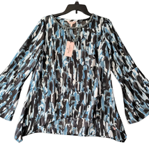 Juicy Couture Women Shirt Size S Blue Preppy Studded 3/4 Bell Sleeve Cut Out Top - £18.40 GBP