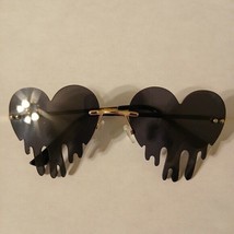 Melting Drip Black Heart Sunglasses for Women Rimless - $11.88