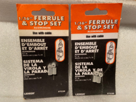 2 Lehigh 1/16" Ferrule &amp; Stop Set  Aluminum Cable Clamps  #7330 Packs *N... - $9.99