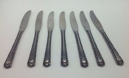 Vintage EKCO Eterna Japan Flatware Knives Knife Stainless Set of 7 Ornate Scroll - £17.25 GBP