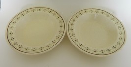 Anchor Hocking China Chantilly Two Rim Soup Bowls Brown Flowers Green Scrolls - £10.98 GBP