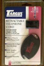 Laptop Retaractable Fax Modem Phone Cord + RJ-11 Coupler *NEW* [Targus PA200U] - £9.52 GBP