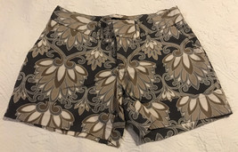 Mossimo Stretch Jr./Women’s Sz 2 Shorts Jacobean Floral Khaki Pewter Gray Cotton - £10.98 GBP