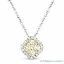 0.40 ct Round Cut Fancy Diamond 14k Yellow &amp; White Gold Pendant &amp; Chain Necklace - £1,192.00 GBP