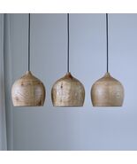 Set of 3 handmade wooden pendant lights, uniquely shaped lamps for dinin... - $450.00