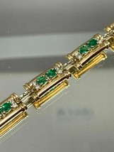 7.50CT Oval Cut Simulated Emerald Diamond Tennis Bracelet 925 Silver Gold Plated - £158.26 GBP