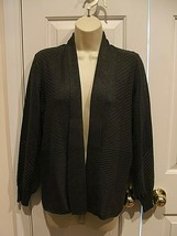 NWT $49 Liz Claiborne PETITE CHARCOAL HEATHER  Cardigan Sweater Long Sle... - $29.69