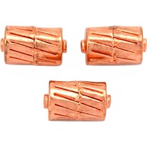 Bali Barrel Copper Plated Beads 17mm 18 Grams 3Pcs Approx. - £5.54 GBP