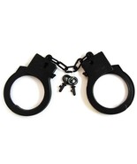 2 PAIR BULK LOT BLACK PLASTIC HANDCUFFS kids toy play cuffs with keys TY... - $3.87 CAD