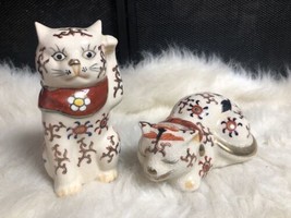 Maneki-Neko Porcelain Japanese Lucky cat &amp; Sleeping cat Japan Andrea by ... - $74.25