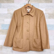 Talbots Camel Hair Coat Tan Brown Patch Pocket Collared Made In Italy Womens 12 - £75.17 GBP