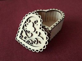 Openwork heart wood box Necklace Wedding Gift Box Home &amp; Living Décor Gi... - £11.47 GBP