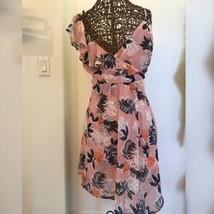 A NEW DAY WOMEN FAUX WRAP DRESS PINK WITH FLORAL PRINT TANK - £7.55 GBP