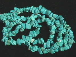 &quot;Turquoise&quot; Howlite Chip Beads 32&quot; Endless Strand (1) SHADE WILL VARY - £2.36 GBP