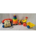 Lot of 3 Vintage Fisher Price Toys - Rock A Stack, Happy Hauler, Telephone - $54.99