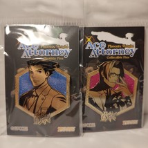 Ace Attorney Older Phoenix Wright &amp; Miles Edgeworth Enamel Pins Set Of 2 - £21.68 GBP