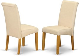 East West Furniture Living Room Dining Chair - Nice Light Beige Linen, Set of 2 - £126.29 GBP