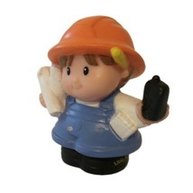 Little People Fisher Price Construction Worker Man 2002 Walkie Talkie Orange Hat - $4.94