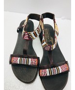 Pikolinos Sandals Maasai Alcudias Beaded Leather Zip Ankle Shoes Tribal ... - $45.17