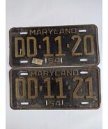 Lot of 2 1954 Maryland MD Driver License Plate DD1120 DD1121 Sequential - €61,63 EUR