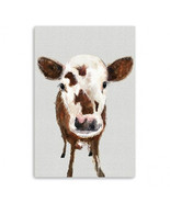 HomeRoots 36 x 24 in. Brown &amp; White Baby Cow Face Canvas Wall Art - $198.42