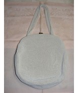 Vintage Walborg Belgium White Glass Seed Bead Purse Hand Made 1940&#39;s - €40,84 EUR