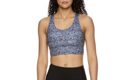 Reebok Renew Longlined Printed Sports Bra with Removable Cups Gray Size XS - £9.03 GBP