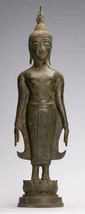 Antigüedad Ayutthaya Estilo Thai Bronce Varada Caridad Buda Estatua - 59cm/61cm - £571.50 GBP
