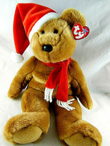 Beanie Buddy Ty plush Christmas Teddy Bear in hat & scarf 14in 2001 w tag SOFT - £6.25 GBP