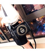  Women Leather Handbags Fashion Rivet Female Tote Bag Black High Capacit... - £82.78 GBP