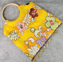 Bali Collection Purse Womens Yellow Hippie Boho Floral Sequined Wooden H... - £25.28 GBP