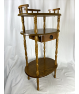 Vintage Centurion 60s 70s Walnut Wood 3 Tier Oval Accent Drawer Table - €93,33 EUR