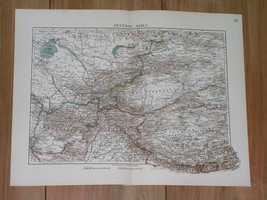 1912 Antique Map Of Central Asia Turkestan China Tibet Afghanistan Uzbekistan - £24.78 GBP