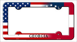 Georgia|American Flag Novelty Metal License Plate Frame LPF-449 - £14.90 GBP