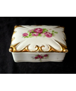 Vintage 1940s OCCUPIED JAPAN 4&quot; x 3&quot; Ceramic Box With Roses &amp; Gold Decor... - $20.33 CAD
