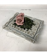 Vtg 1951 Frazier California Pottery Briar Weave  Trinket Box  W/ Roses 6... - $36.36 CAD