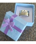 Handcrafted ~ Heart/Love ~ Wide Band Ring ~ Size 11 ~ Silver &amp; Gold in C... - $285.35 MXN