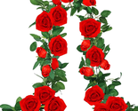 Red Rose Vines Artificial Floral Garland, 3Pcs 19.5Ft Silk Fake Flower V... - $26.96