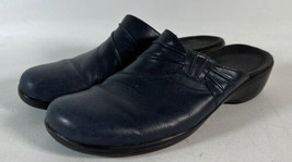 Clarks bendables Navy Blue Leather Slip On Shoe Size 8 M 38600 Comfort Flat - £15.78 GBP